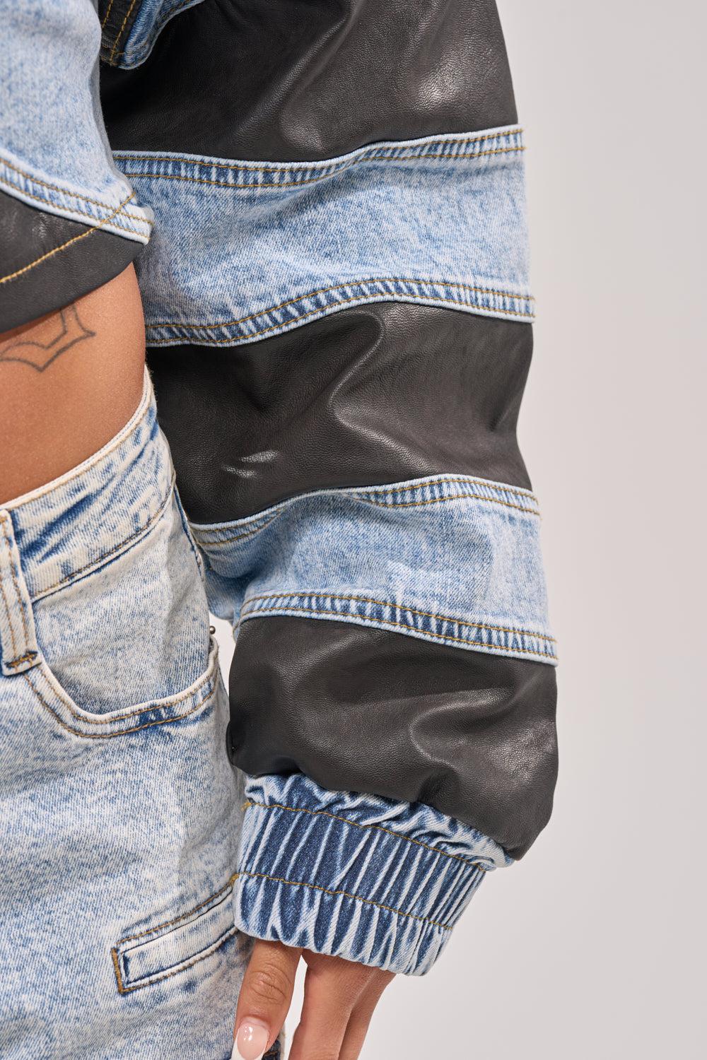 DISILLUSIONED DENIM PU TOP Product Image