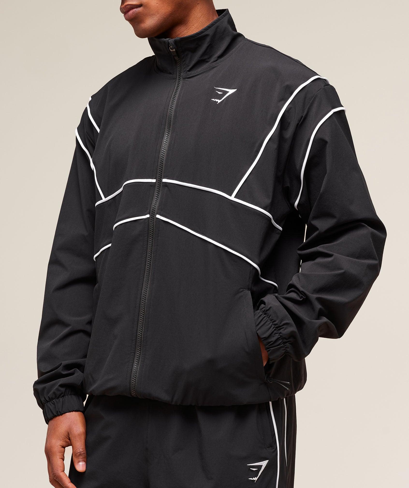 Gymshark Retro Crinkle Track Jacket - Black Male Product Image