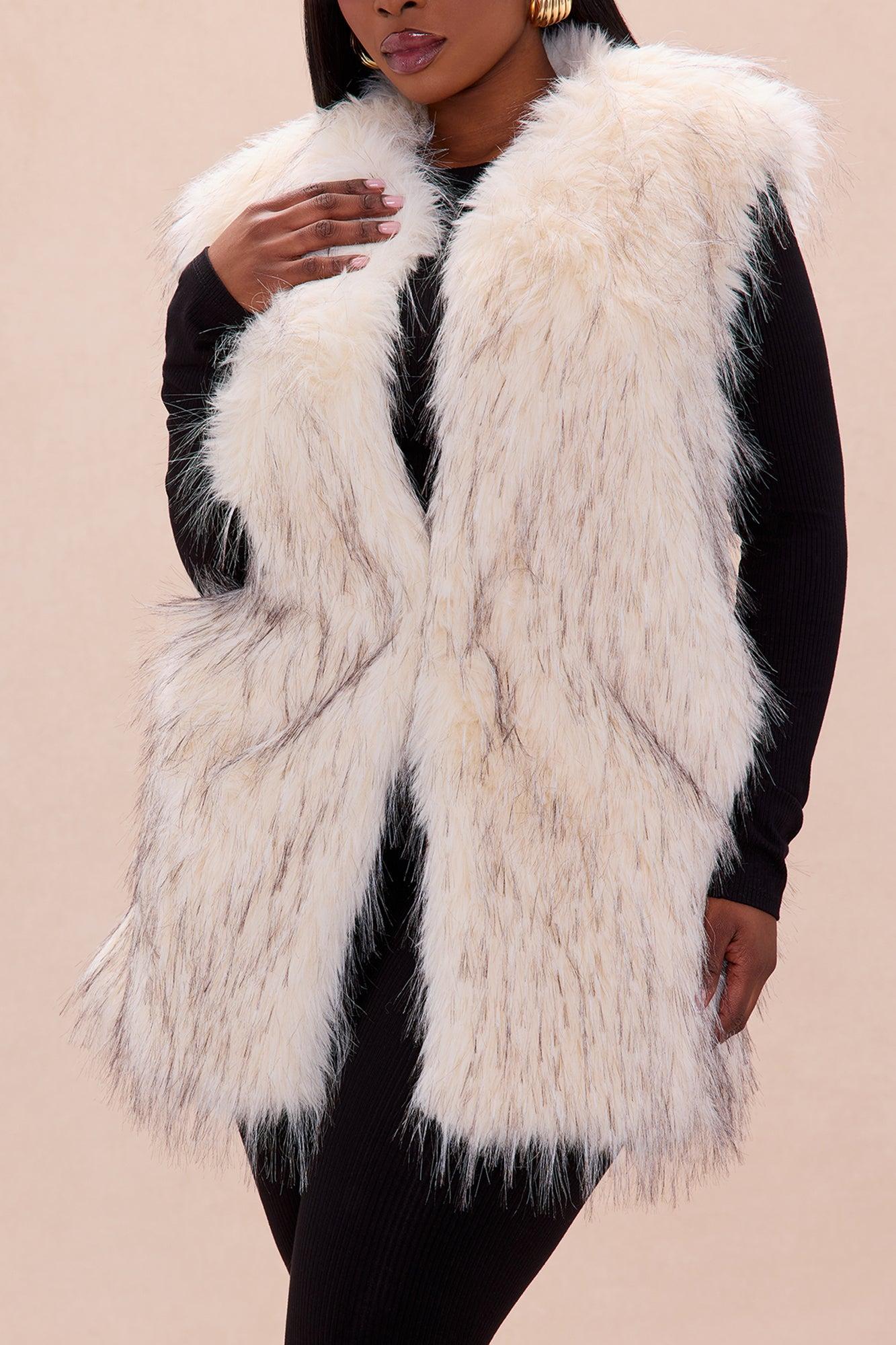 Shea Faux Fur Vest - Cream/combo Female Product Image