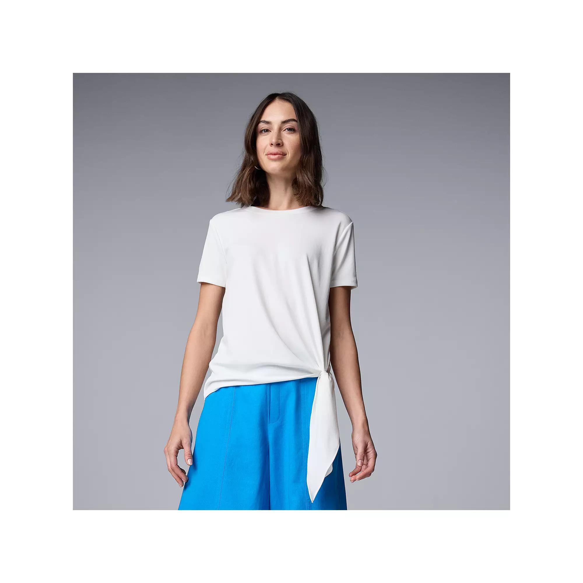 Simply Vera Vera Wang Side-Tie Mixed Media Top, Women's,  Product Image