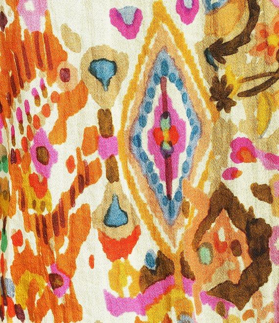 Tru Luxe Jeans Abstract Floral Crinkle Boat Neck 3/4 Sleeve Top Product Image