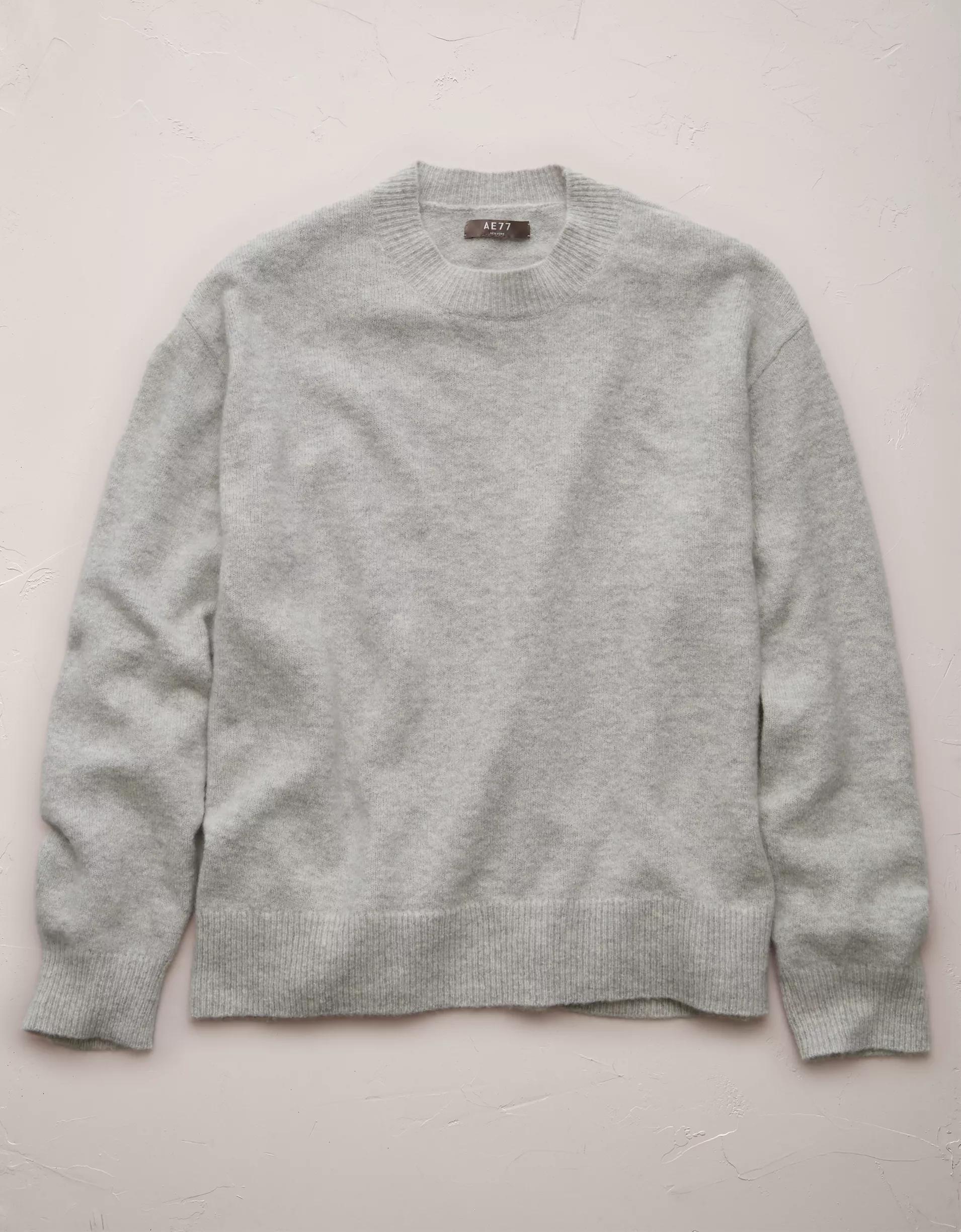 AE77 Premium Cashmere-Blend Crew Neck Boyfriend Sweater Product Image