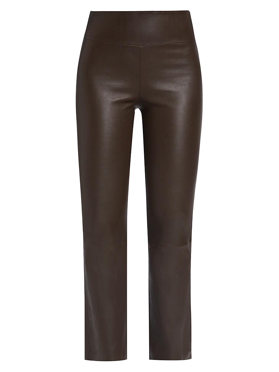 Womens Leather Cropped Flare Pants Product Image