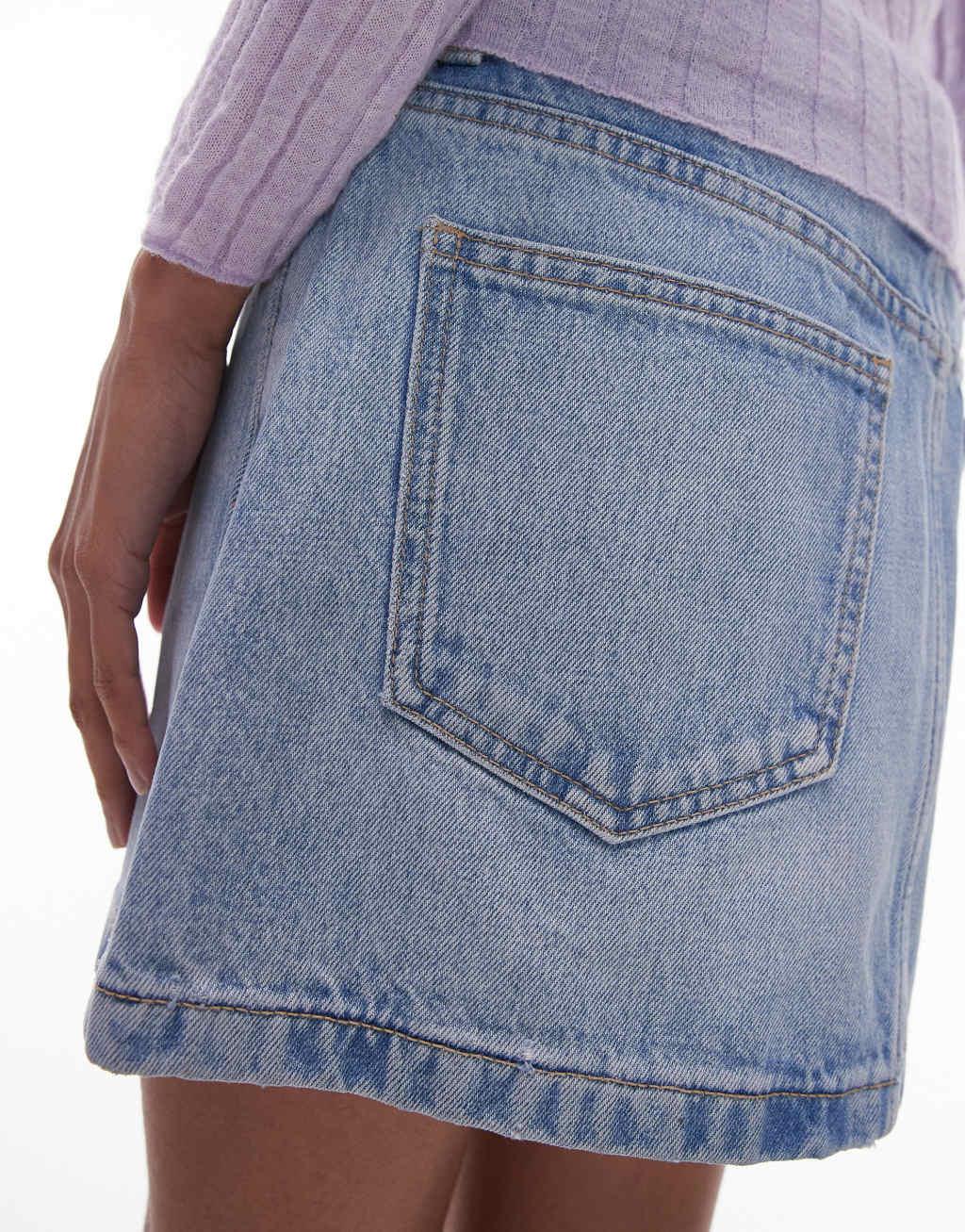 Topshop denim pelmet mini skirt in bleach Product Image