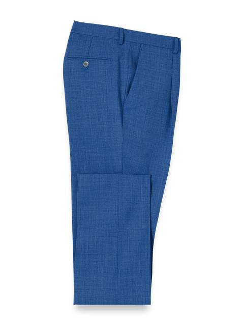 Wool Stretch Bengaline Single Pleated Suit Pants - French Blue Product Image