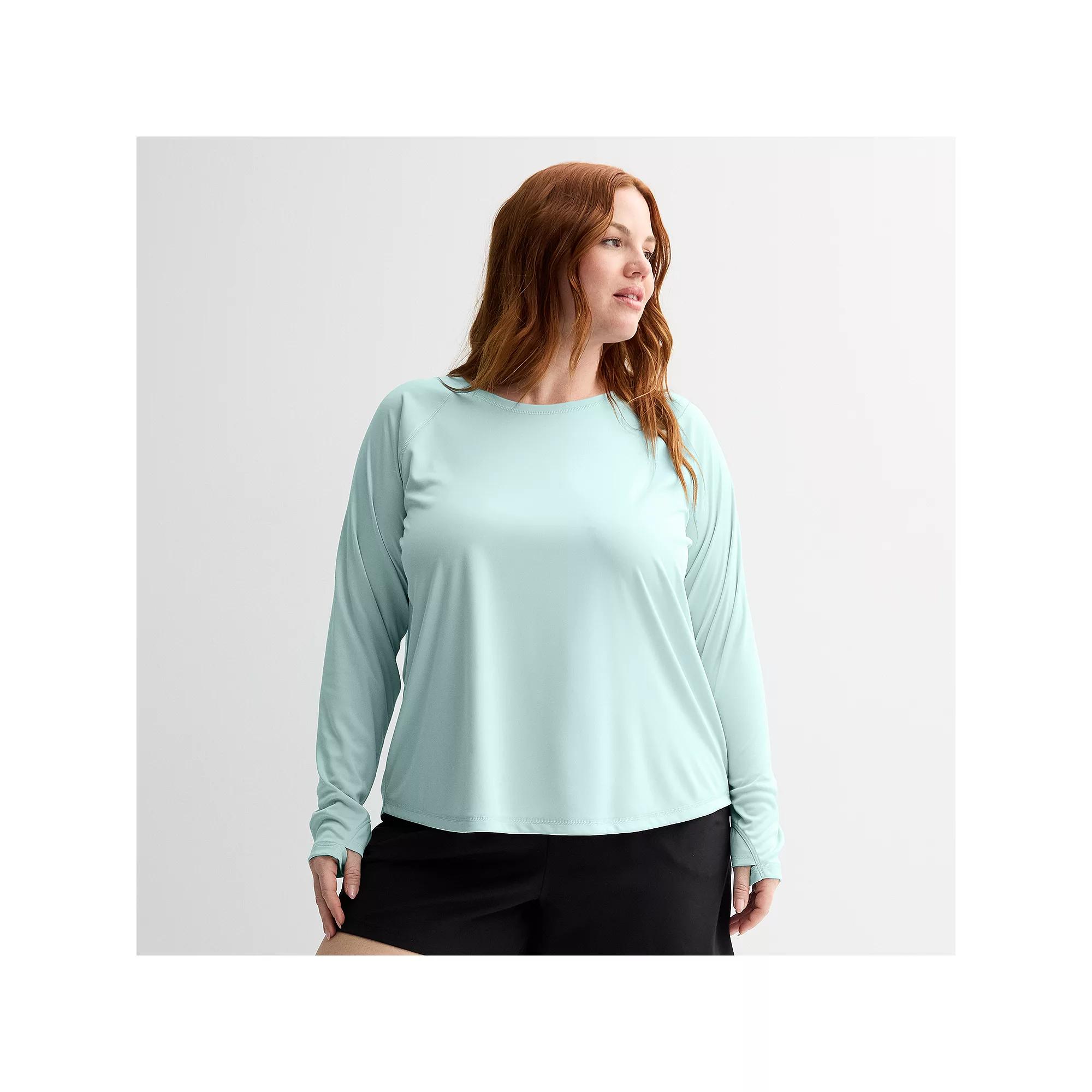 Plus Size Tek Gear® Dry Tek Long Sleeve T-Shirt, Women's, Size: 4XL, Hail Blue Product Image