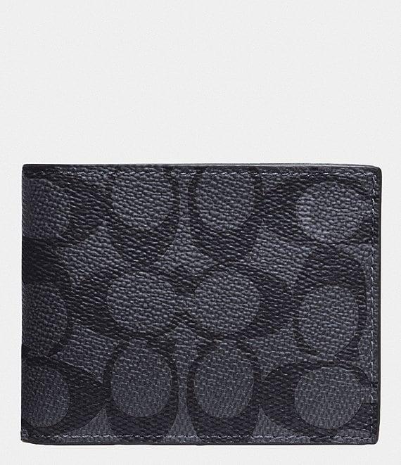 COACH Signature Coated Canvas/Leather Slim Billfold Wallet Product Image