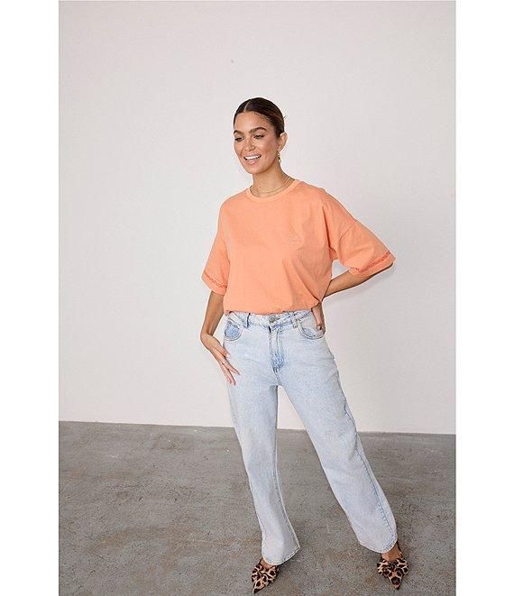 Never Fully Dressed Scallop Pocket Detail Straight Leg Jeans Product Image