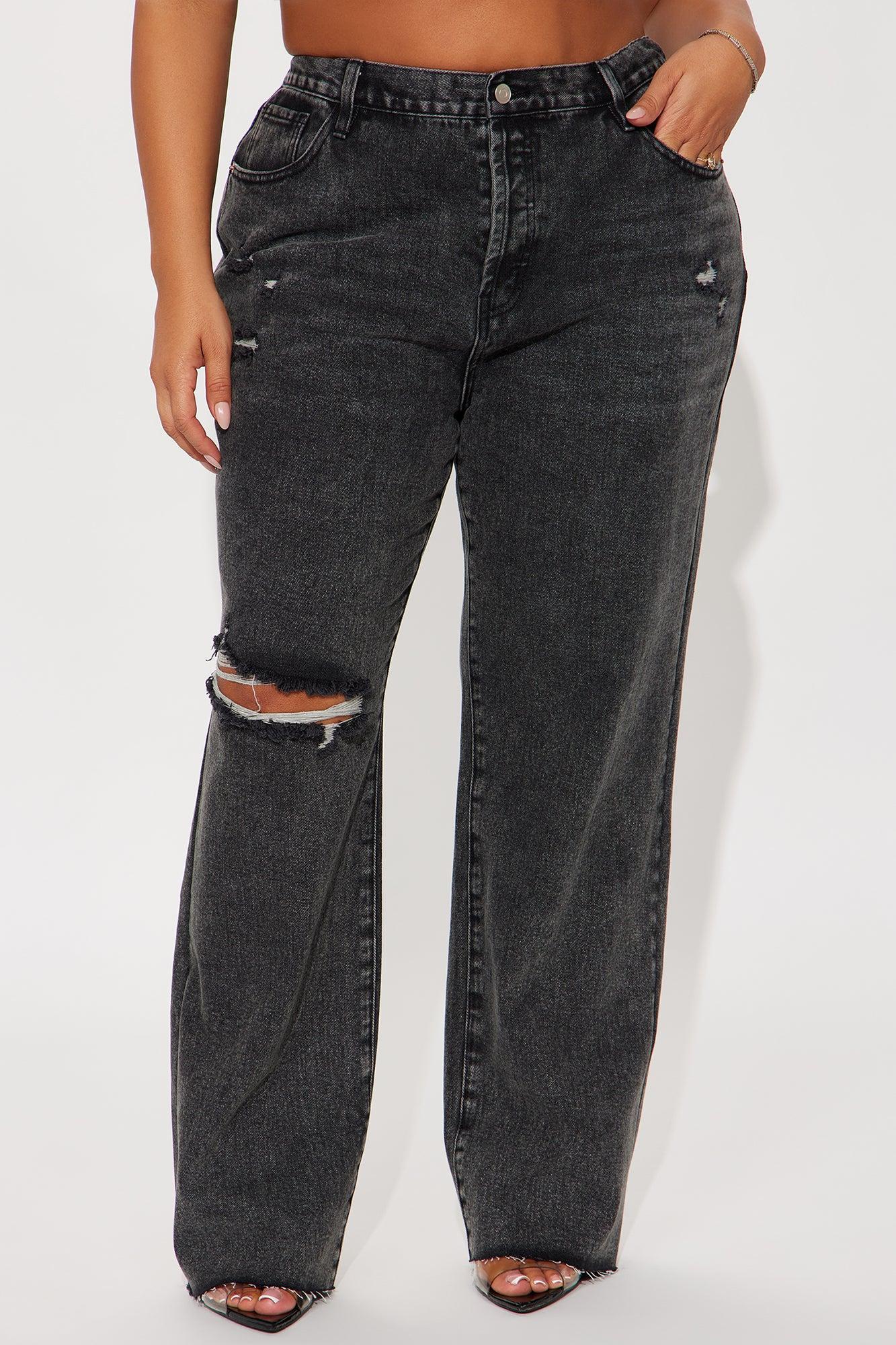 Topanga 90's Ripped Straight Leg Jeans - Black Wash Female Product Image