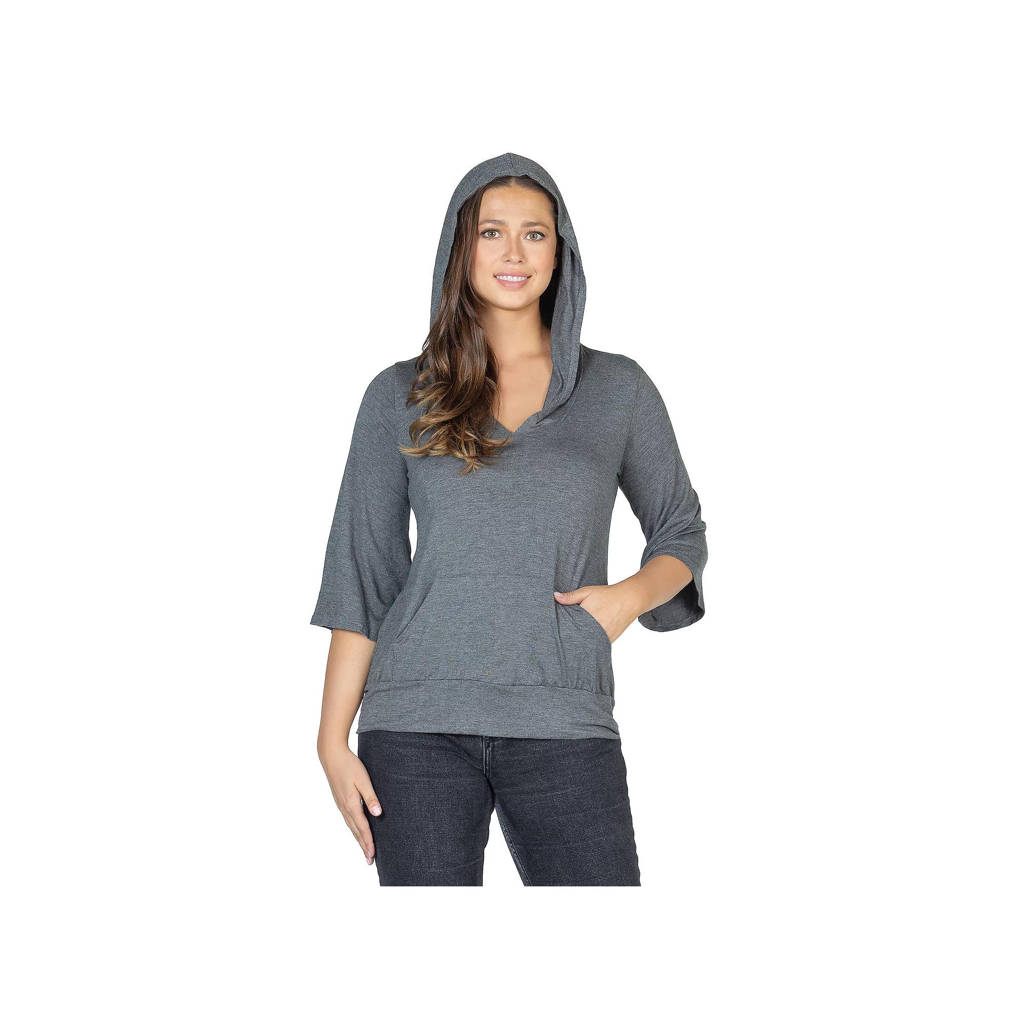 Women's 24seven Comfort Apparel Oversized Fashion Hoodie Top, Size: Small, Grey Product Image