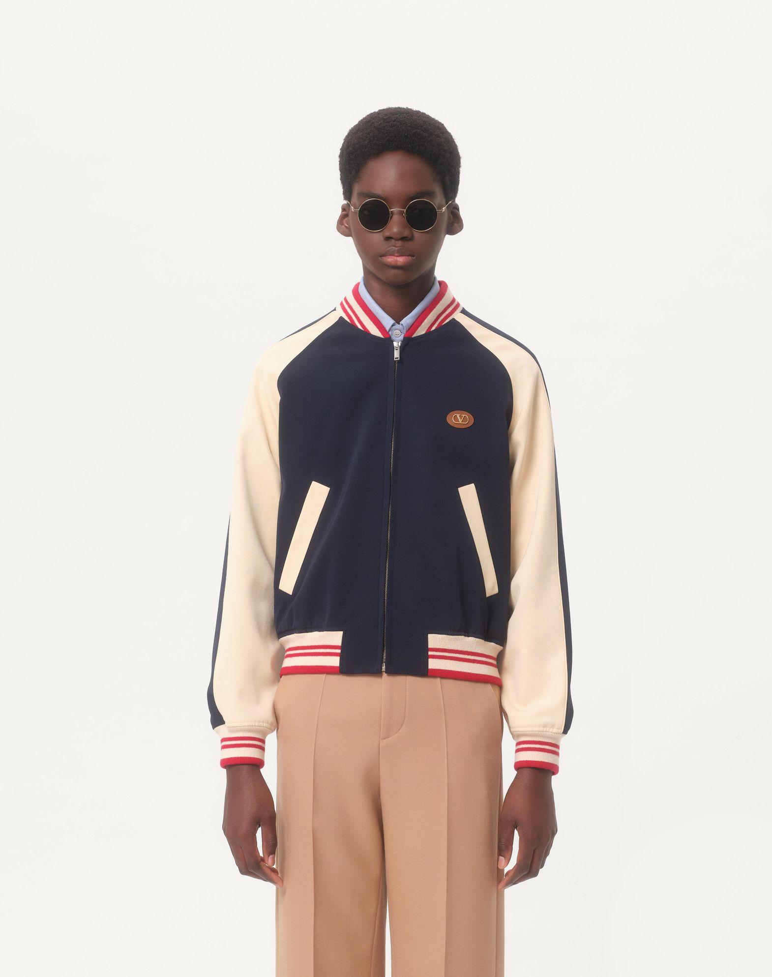 Wool And Cotton Bomber Jacket With Vlogo And Le Chat De La Maison Patch Product Image
