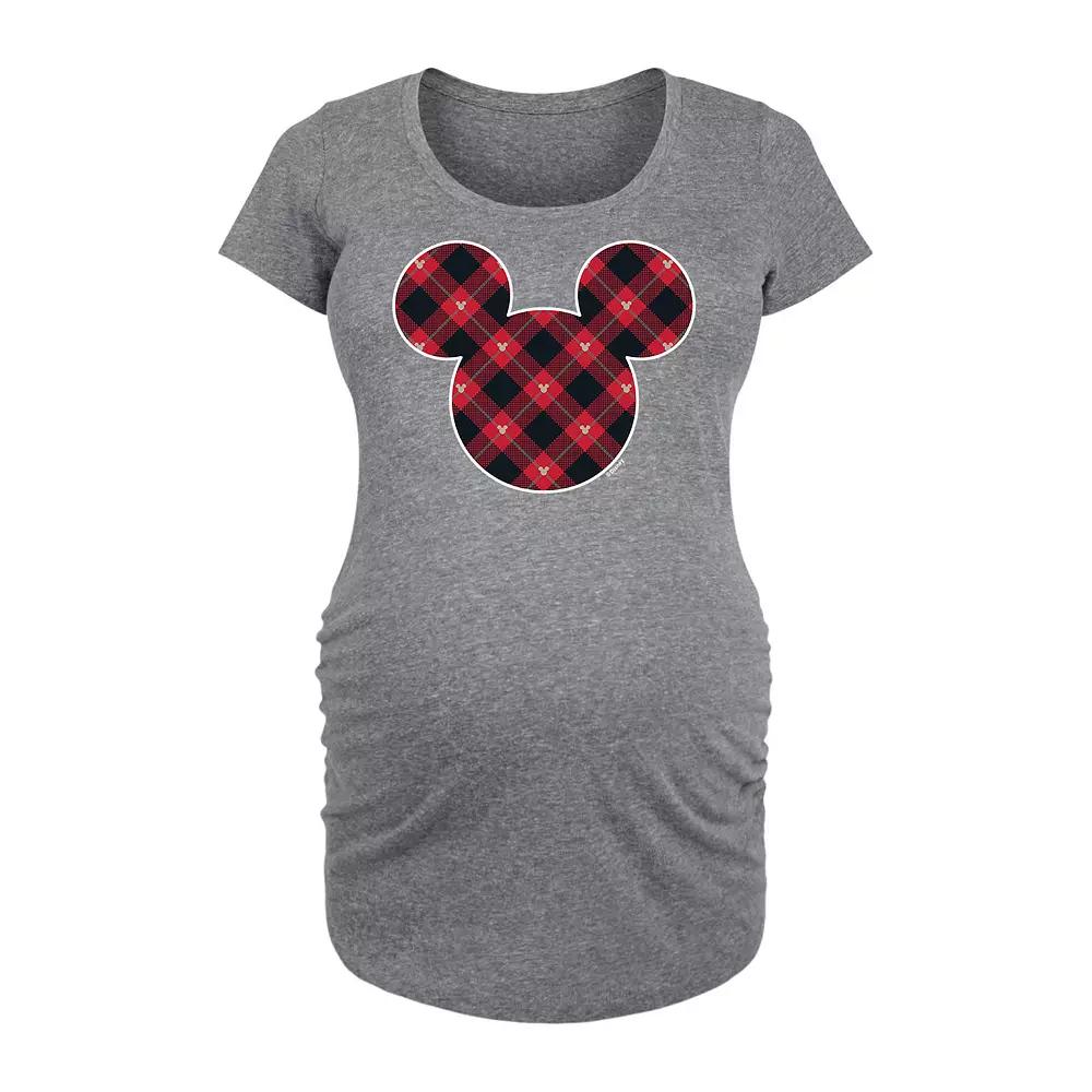 Disney's Mickey Mouse Maternity Silhouette Plaid Fill Graphic Tee, Women's,  Product Image