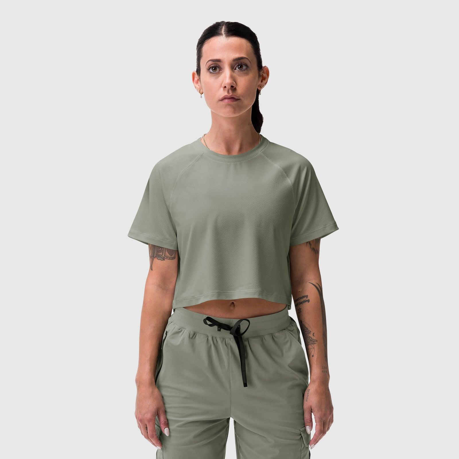 W018. AeroSilver® Cropped Tee - Sage Product Image