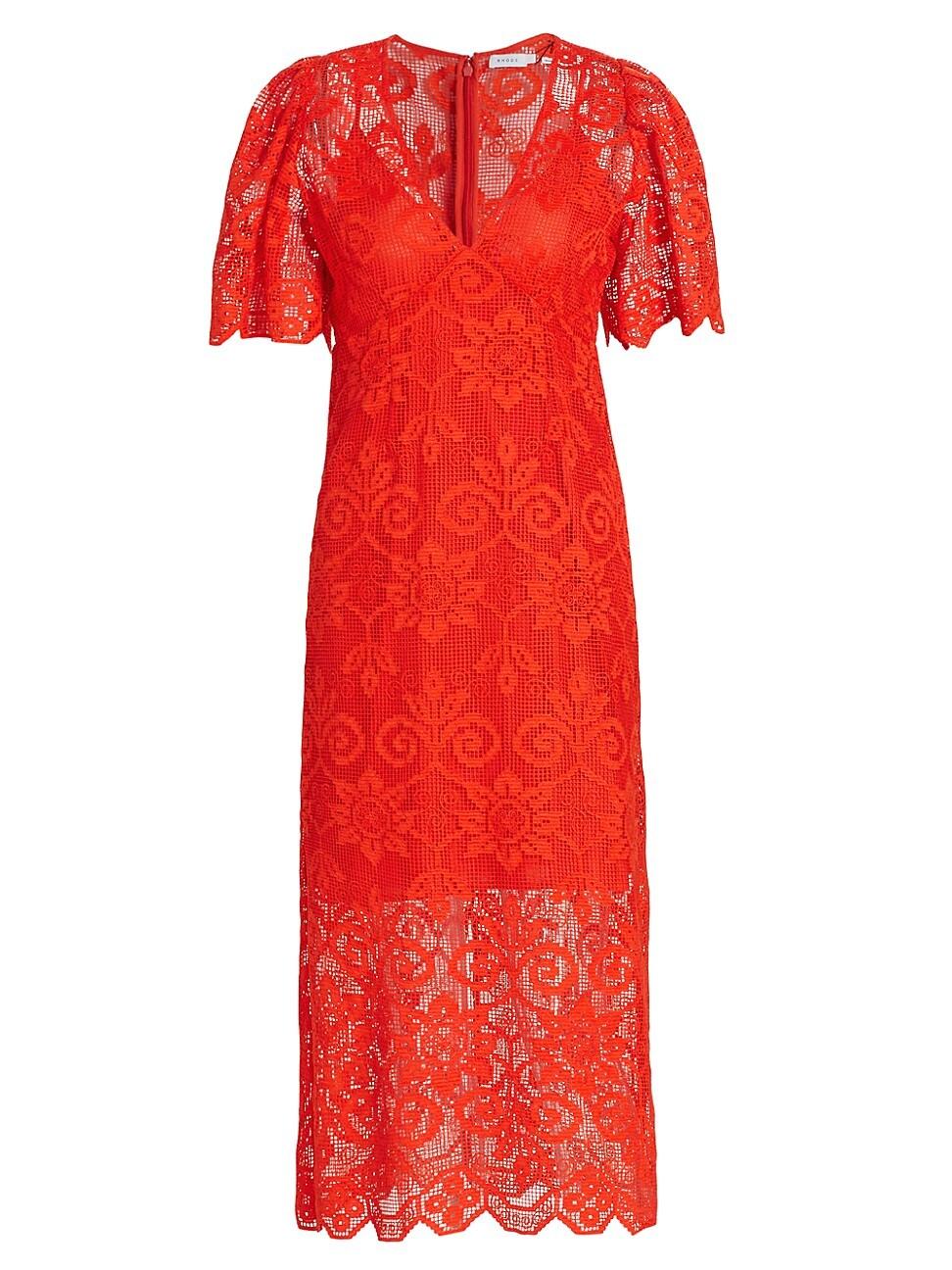 Womens Eda Lace Midi-Dress Size 0 Product Image