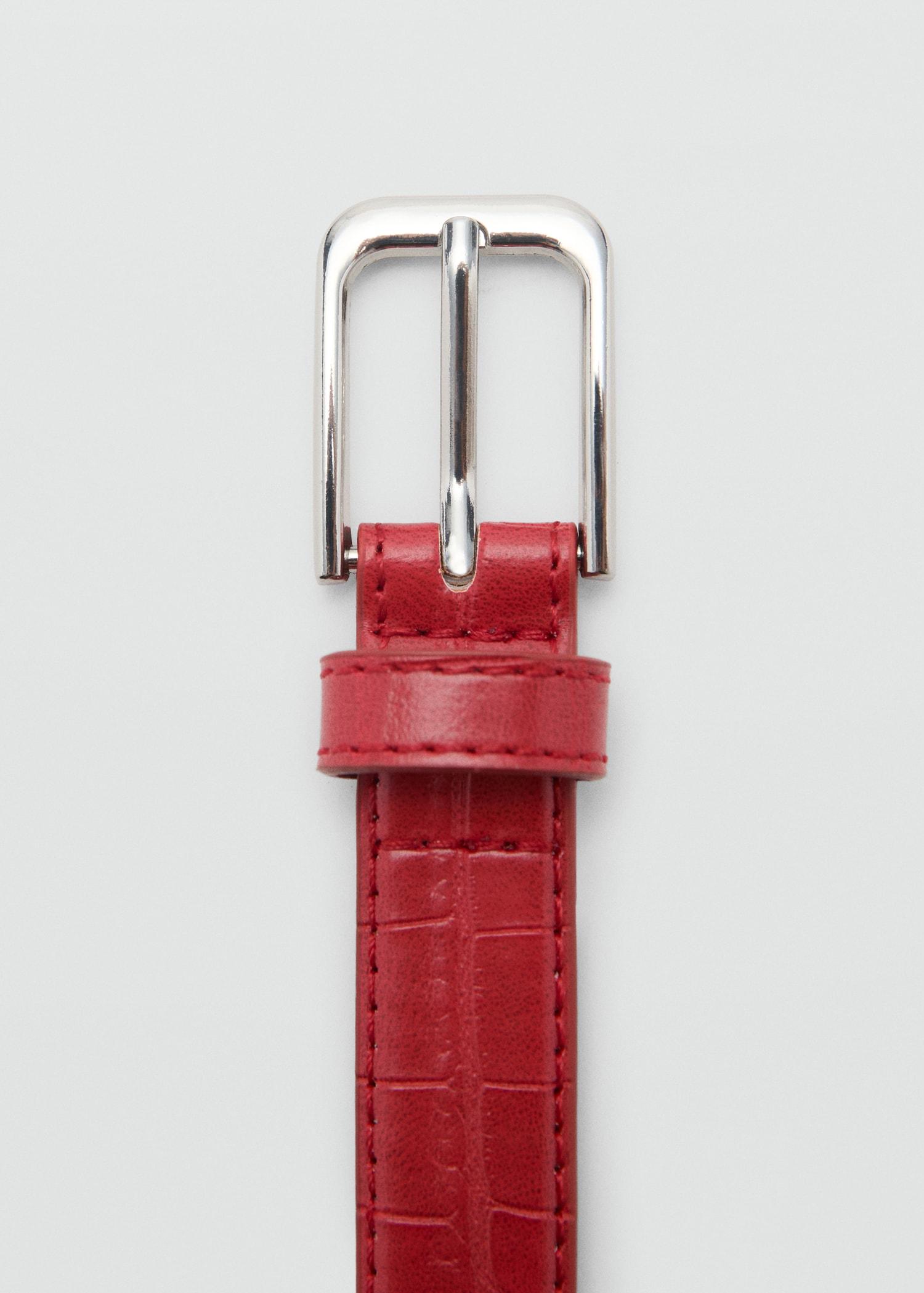 Fine croco leather-effect belt - Women | MANGO USA Product Image