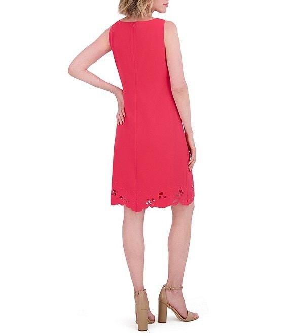 Vince Camuto Crepe Boat Neckline Sleeveless Shift Dress Product Image