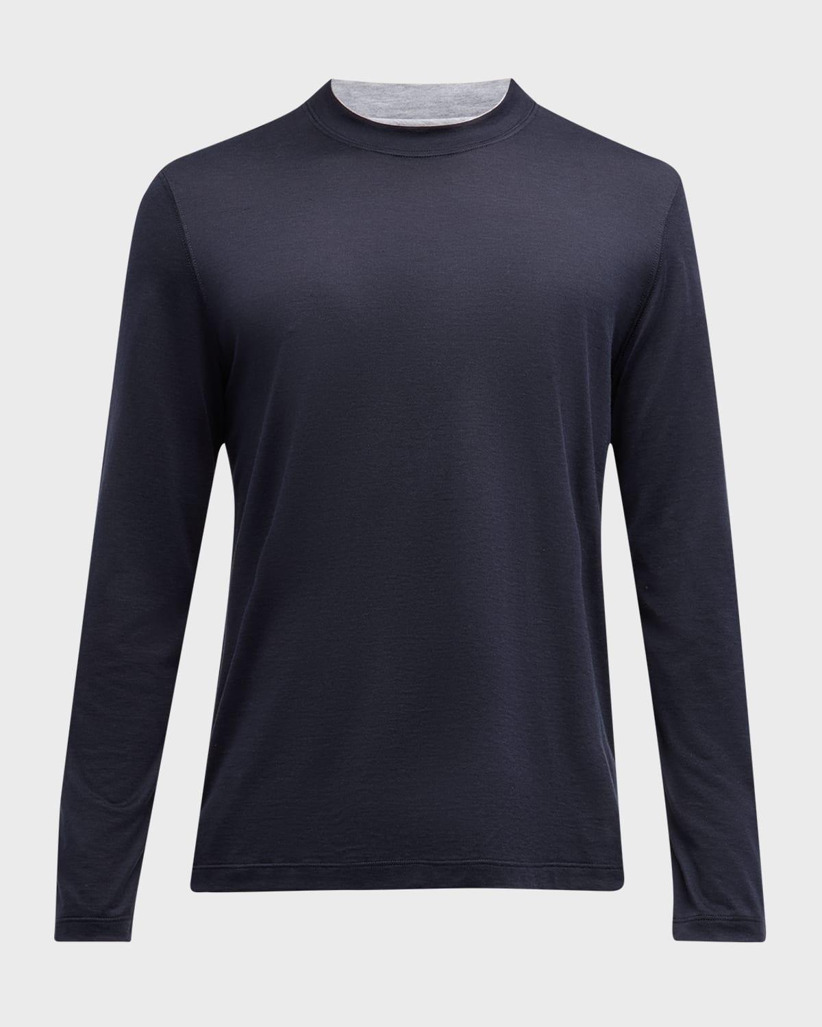 Men's Silk-Cotton Long Sleeve T-Shirt Product Image