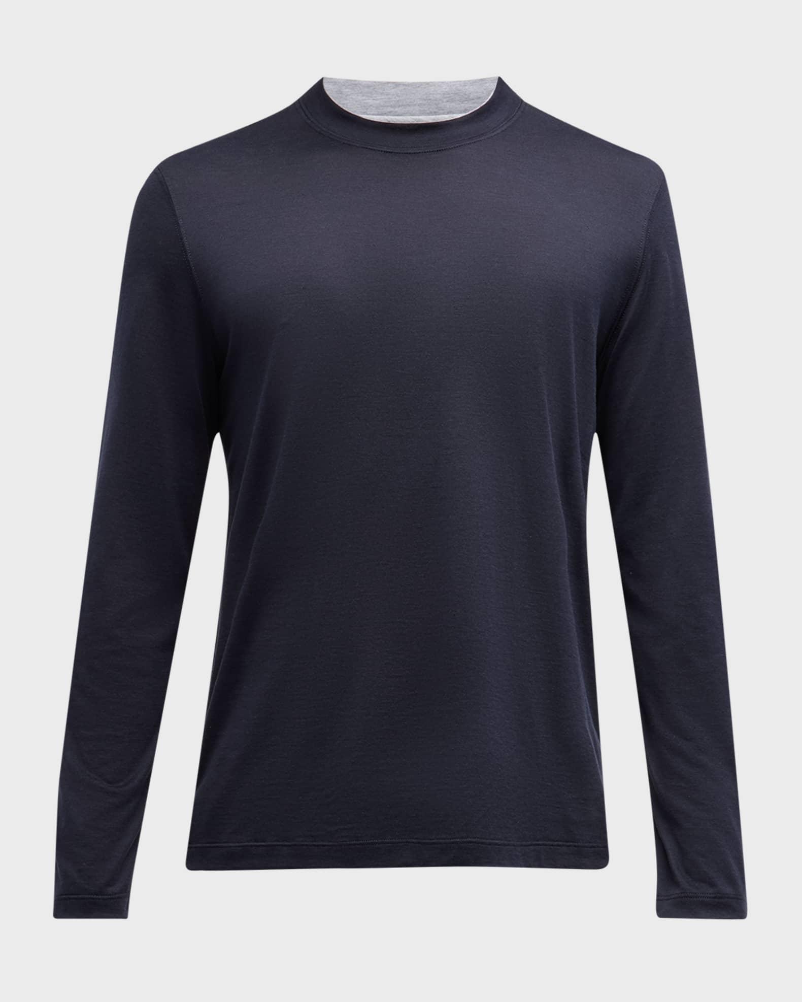 Men's Silk-Cotton Long Sleeve T-Shirt Product Image