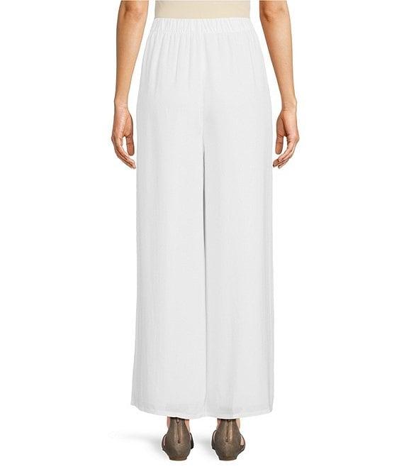 Eileen Fisher Petite Size Silk Georgette Crepe Wide-Leg Pull-On Ankle Pants Product Image