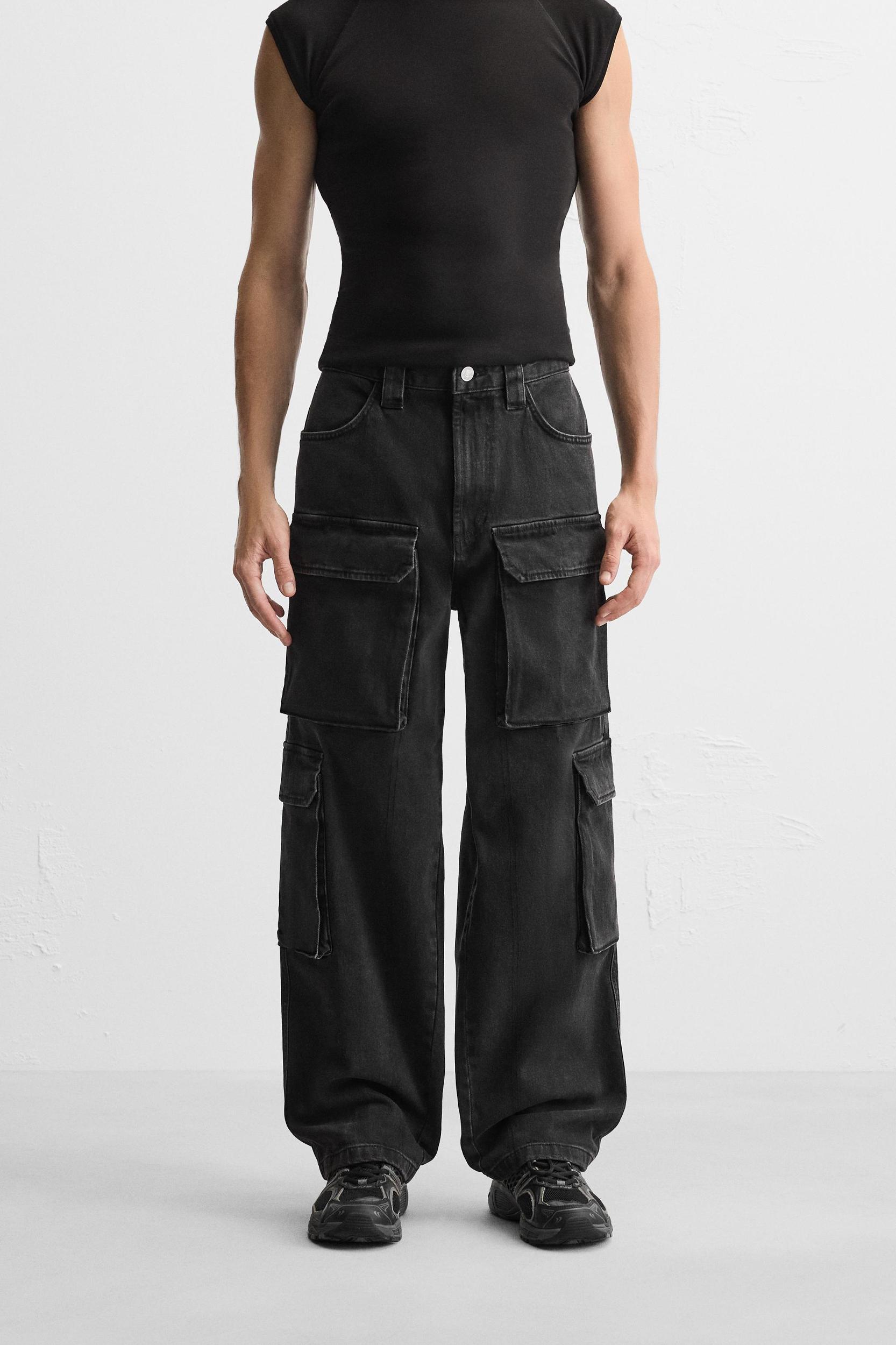 POCKET DENIM CARGO PANTS Product Image