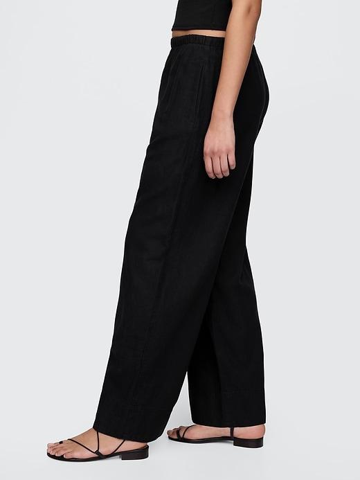 Linen-Blend Easy Wide-Hem Pants Product Image