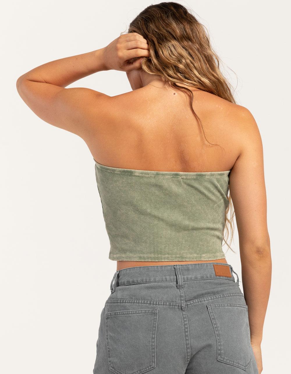 RSQ Womens Washed Cinch Tube Top - OLIVE Product Image