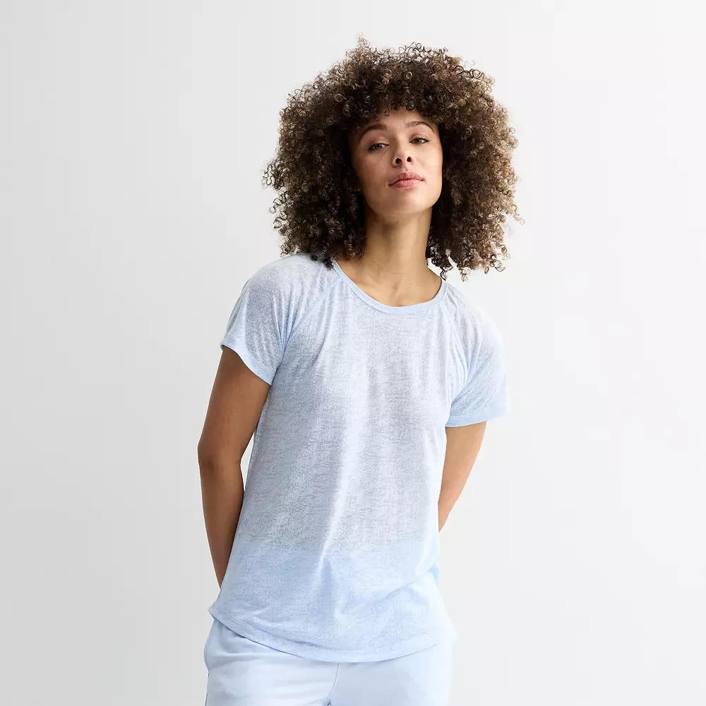 Petite Tek Gear® Core Raglan Tee, Women's, Size: Large Petite, Baron Burnout Product Image