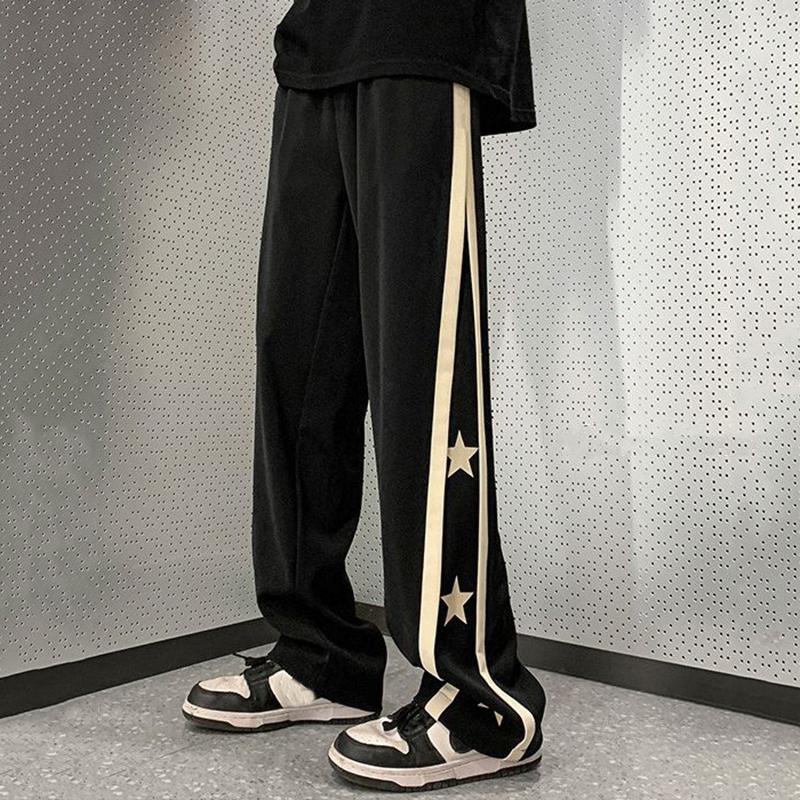 Sopula Retro High Street Trendy Patchwork Star Straight Sweatpants Product Image