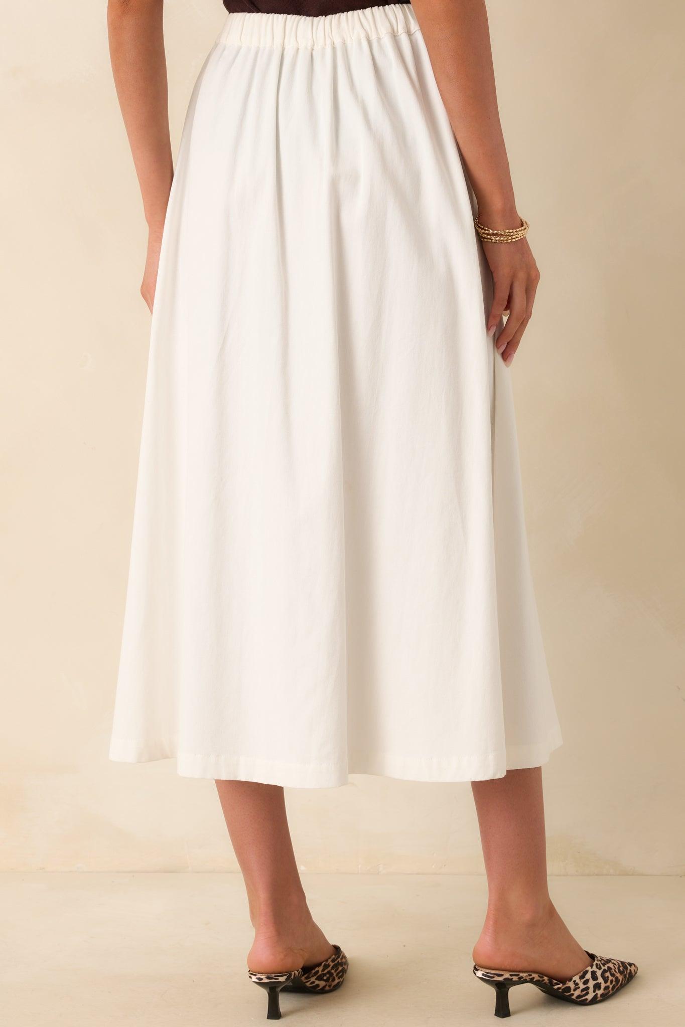 Countryside Charm 100% Cotton Ivory Midi Skirt Product Image