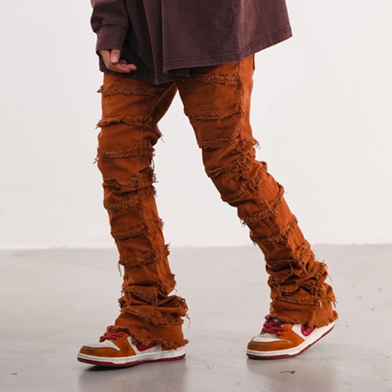 Vintage Erosion Damaged Raw Edge Jeans Product Image