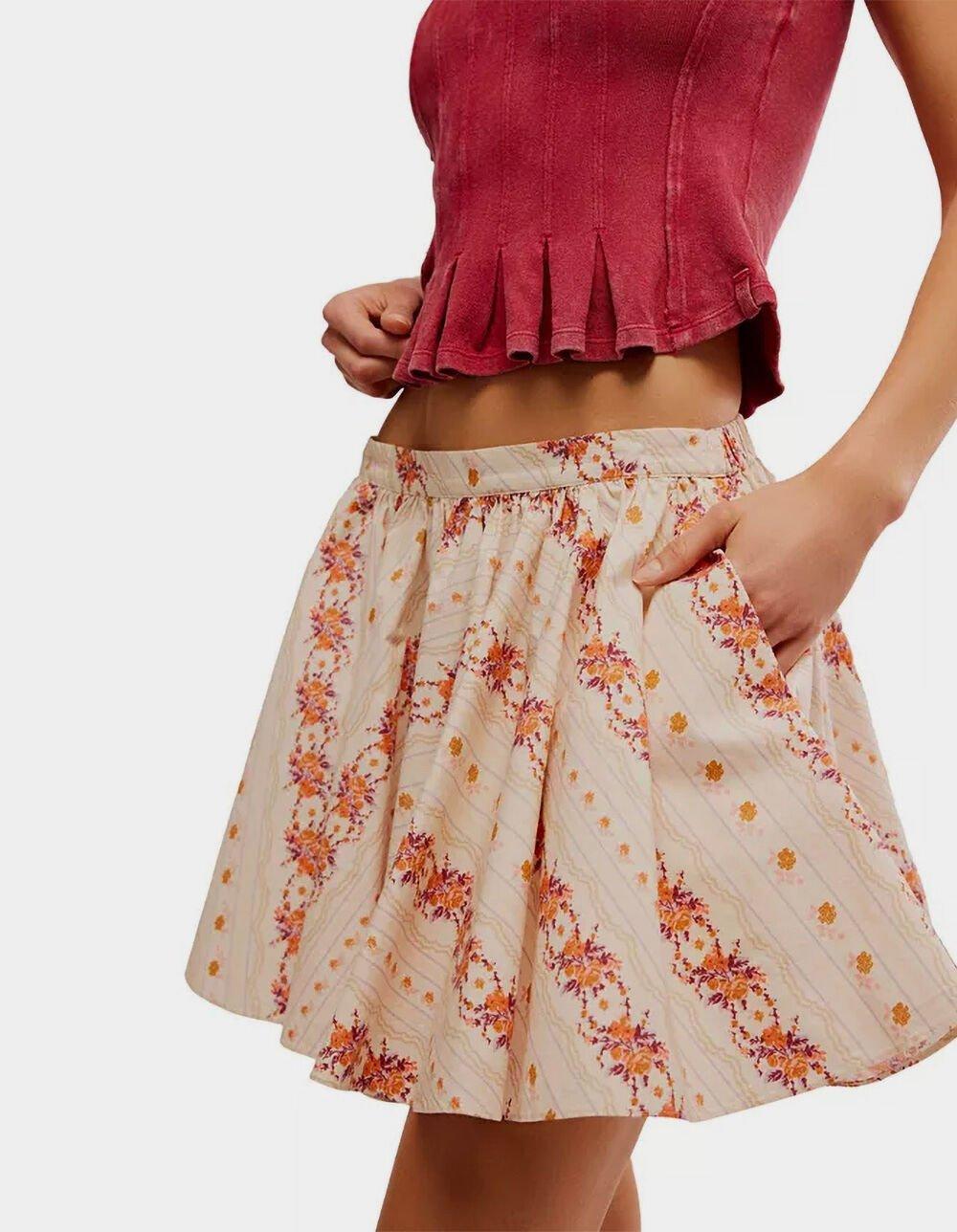 FREE PEOPLE Gaia Womens Printed Skirt - Cream Combo Product Image