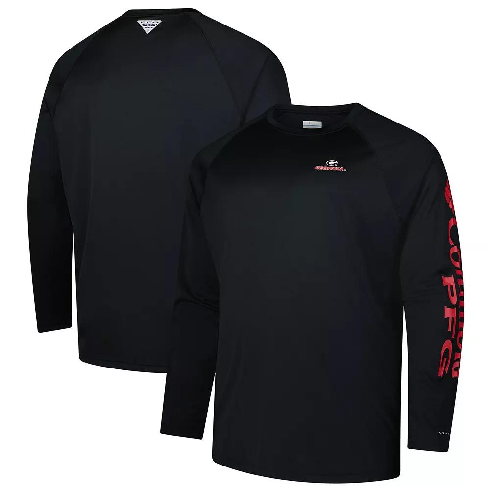 Men's Columbia Black Georgia Bulldogs Big & Tall Terminal Tackle Raglan Omni-Wick Long Sleeve T-Shirt,  Product Image