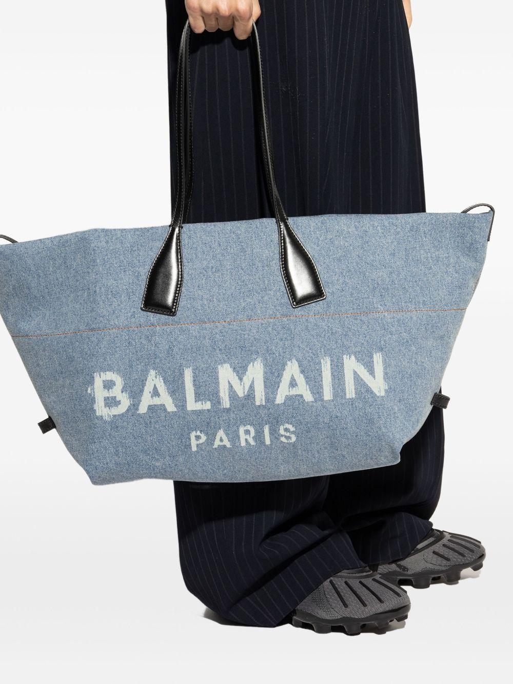 large logo-print denim tote bag Product Image