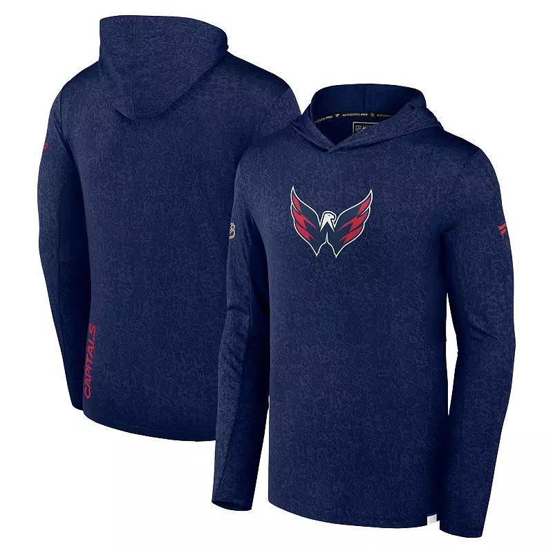 Men's Fanatics Branded Navy Washington Capitals Authentic Pro Lightweight Pullover Hoodie,  Product Image