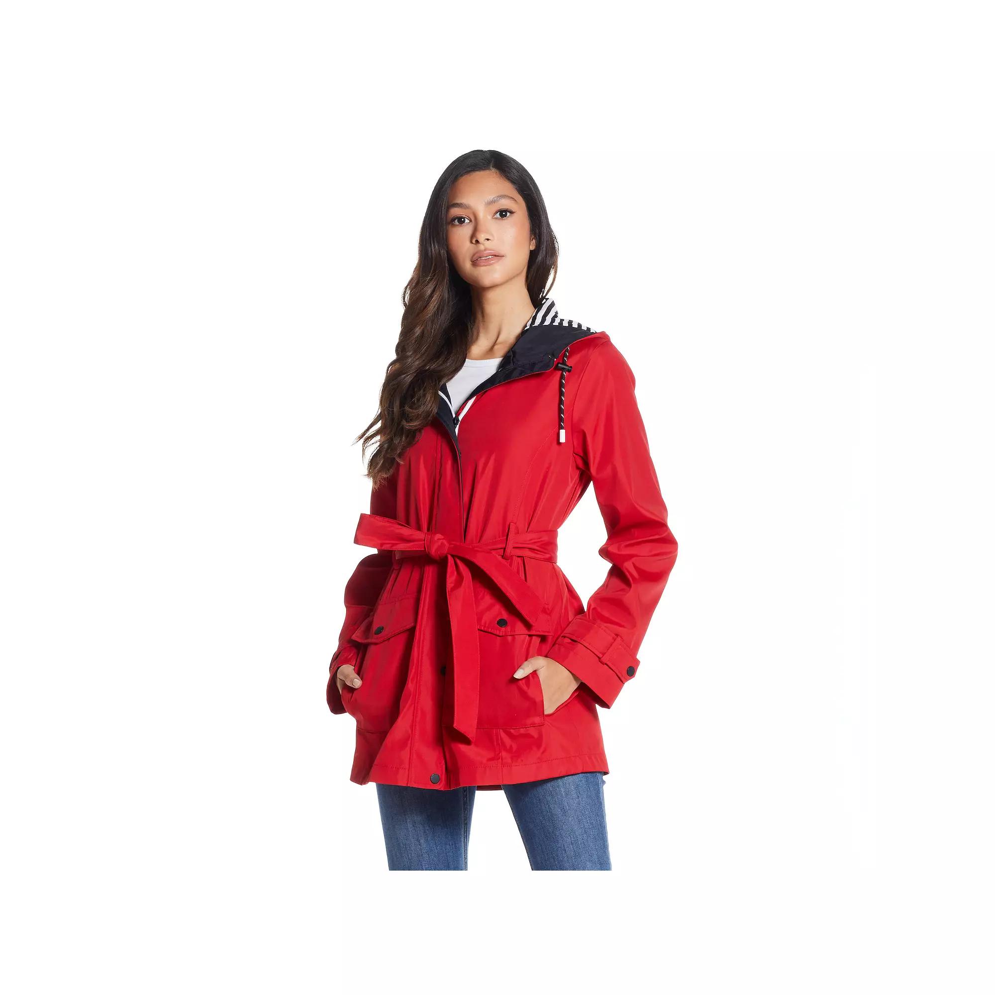 Women's Weathercast Nautical Trench Hooded Anorak Jacket, Size: Large, Poppy Red Product Image