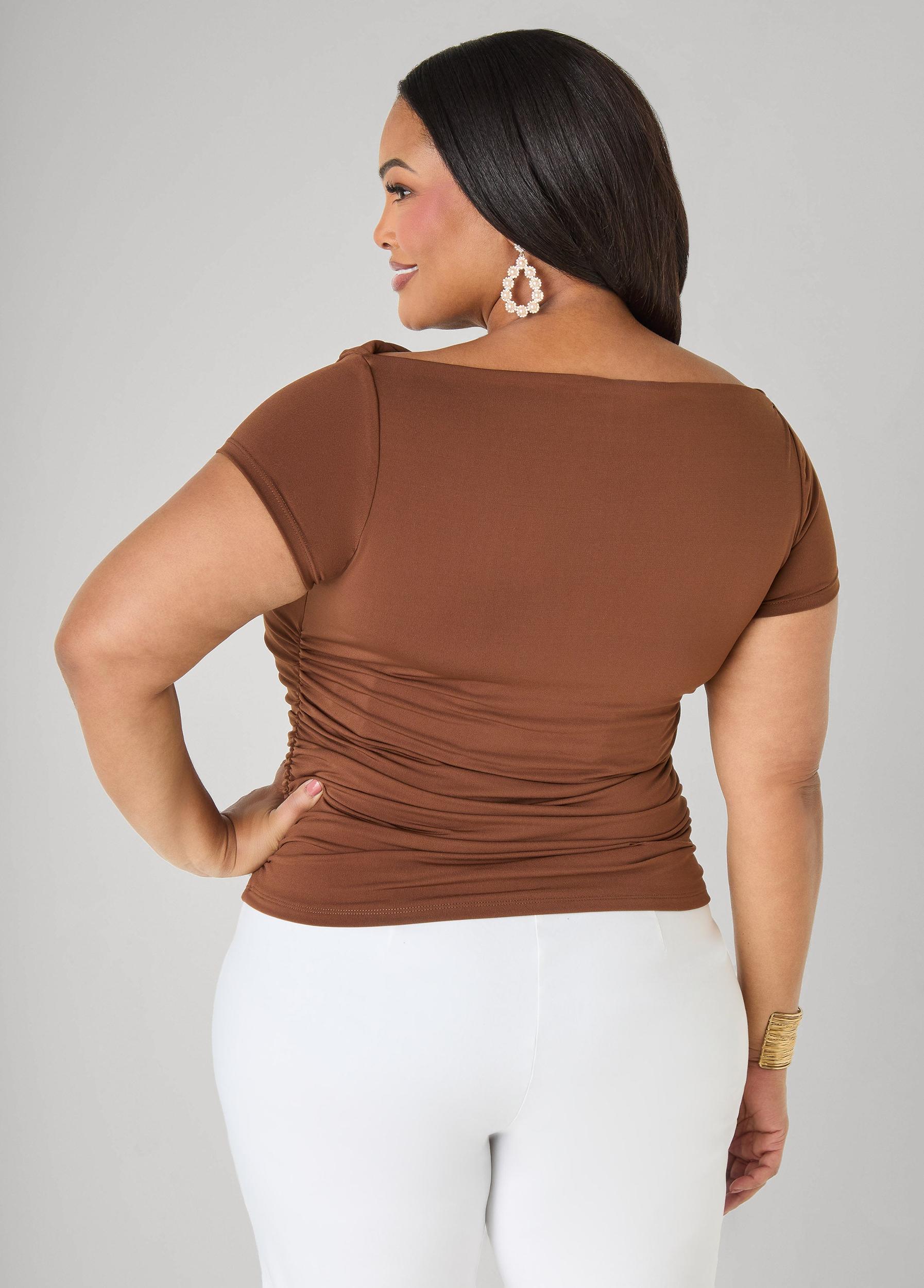 Ruched Cowl Neck Top Product Image