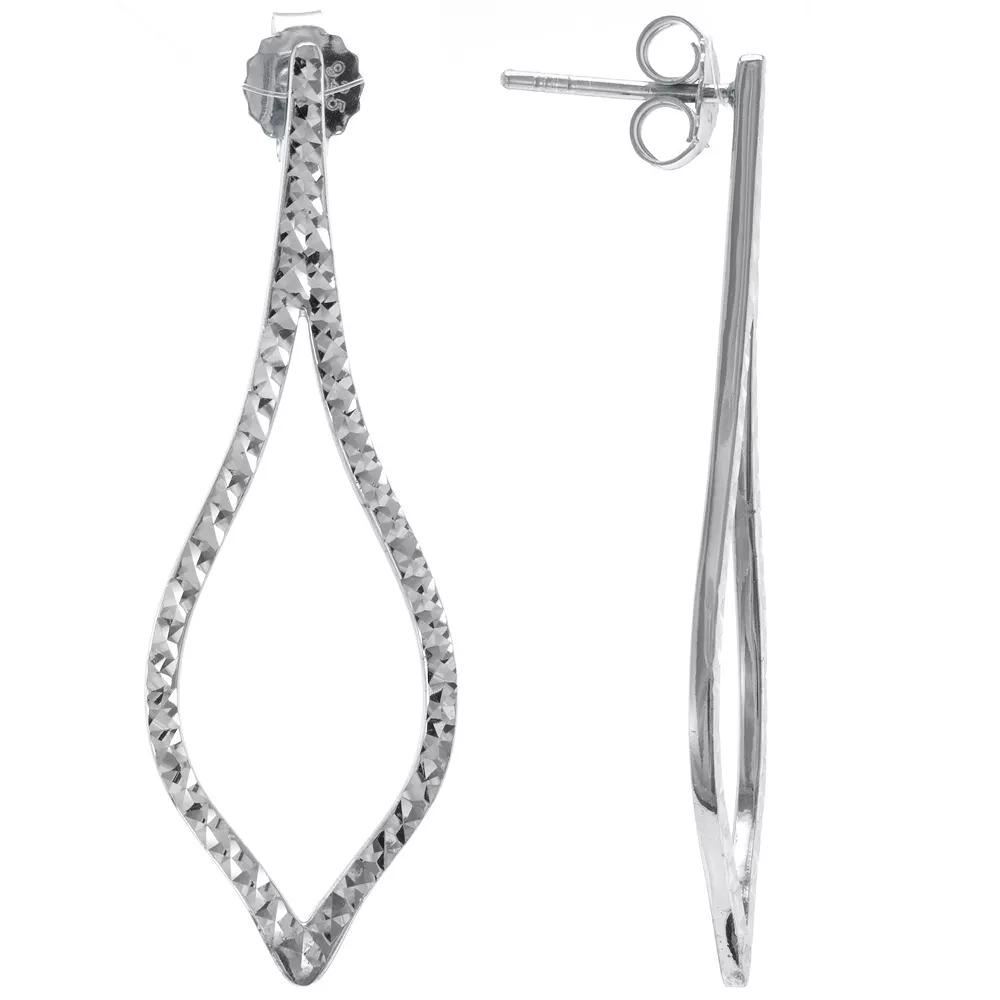 Judy Crowell Sterling Silver Diamond Cut Open Marquis Shape Drop Earrings, Women's Product Image