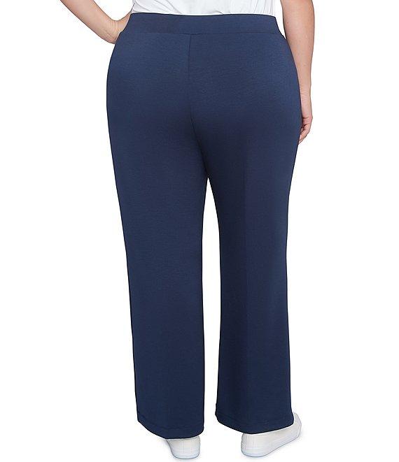 Ruby Rd. Plus Size Double Knit Pintuck Detail Pull-On Flare Leg Pants Product Image