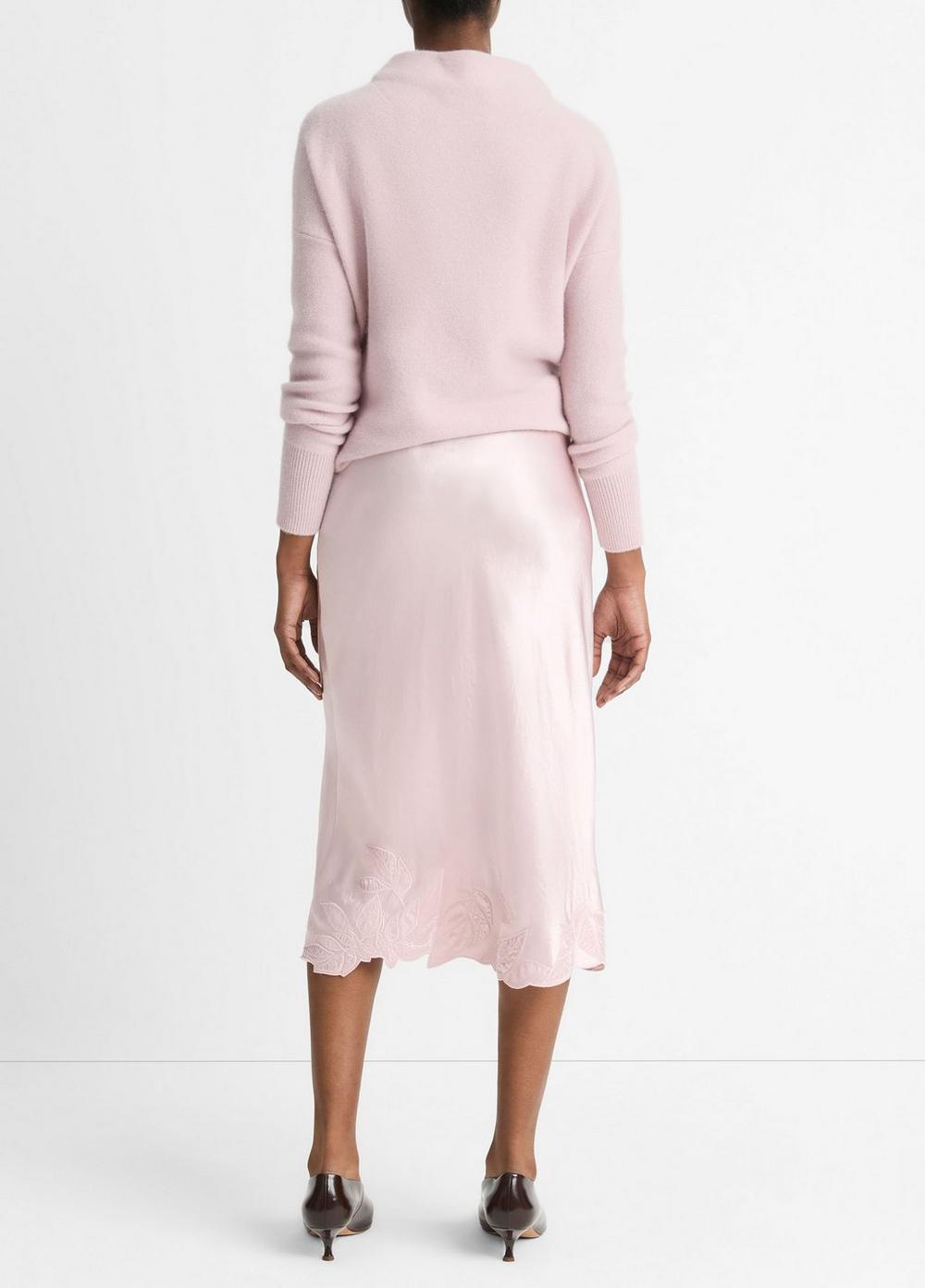 Cutout-Hem Satin Slip Skirt Product Image