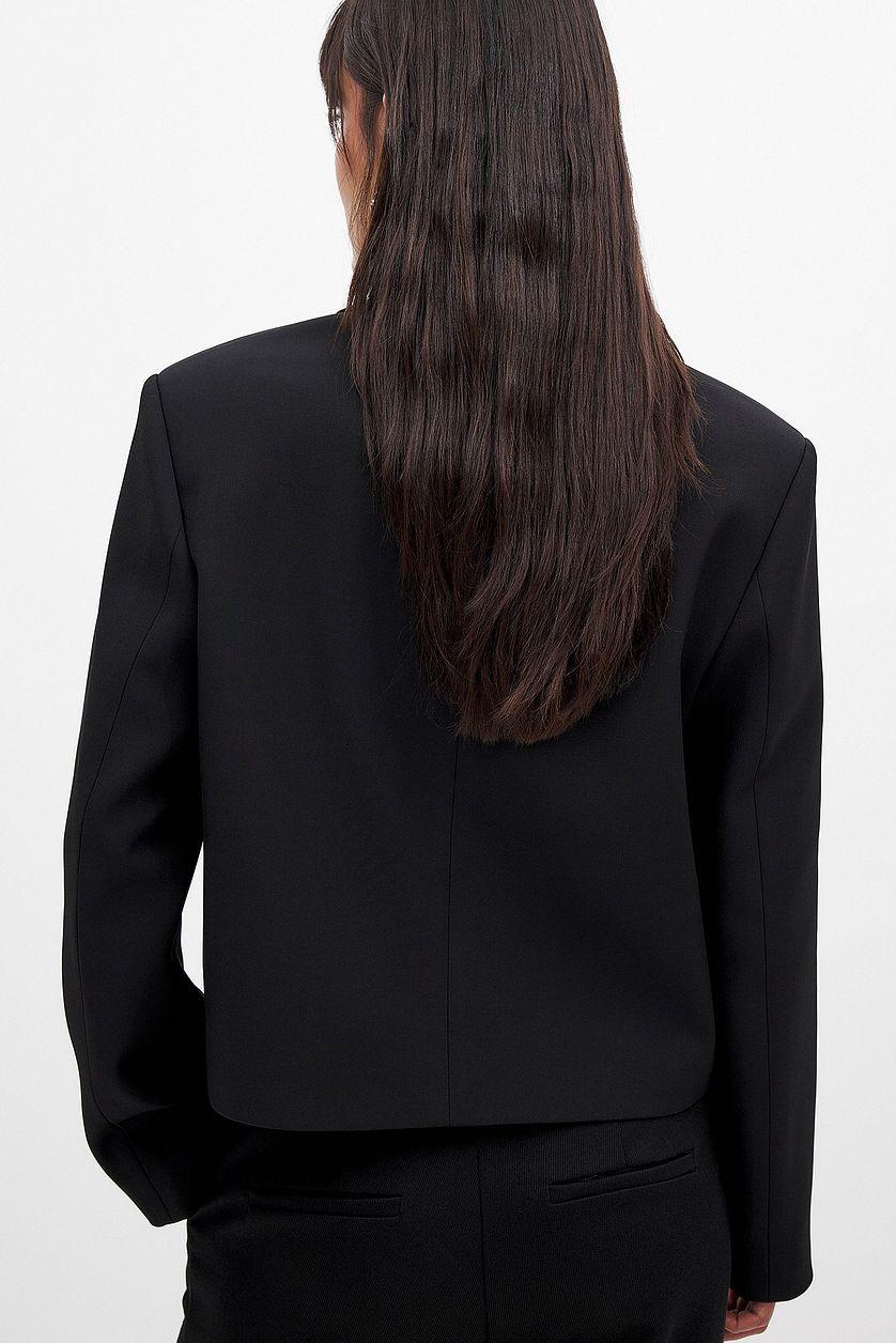 Short Oversized Satin Lapel Blazer Product Image