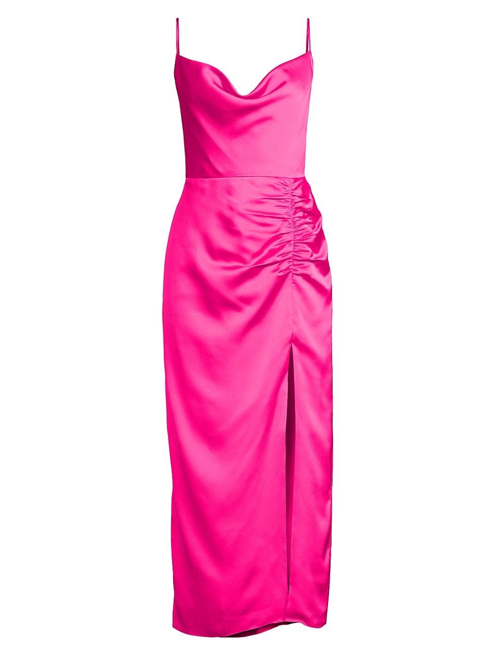 Womens Lilliana Ruched Satin Cowlneck Slipdress Product Image