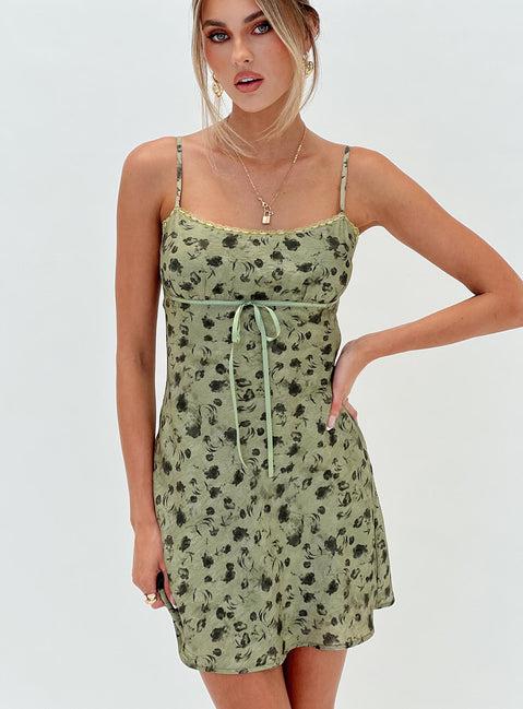 Valencia Mini Dress Sage Floral Product Image