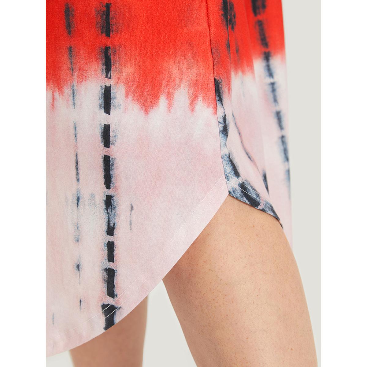 Plus Size Tie Dye Pocket Wrap Arc Hem Tank Dress Multicolor Women Casual Arc Hem V-neck Sleeveless Curvy Midi Dress BloomChic 10/M Product Image