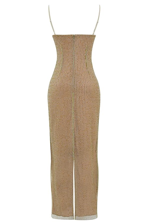 Alondra  cafe au lait beaded maxi dress - limited edition Product Image