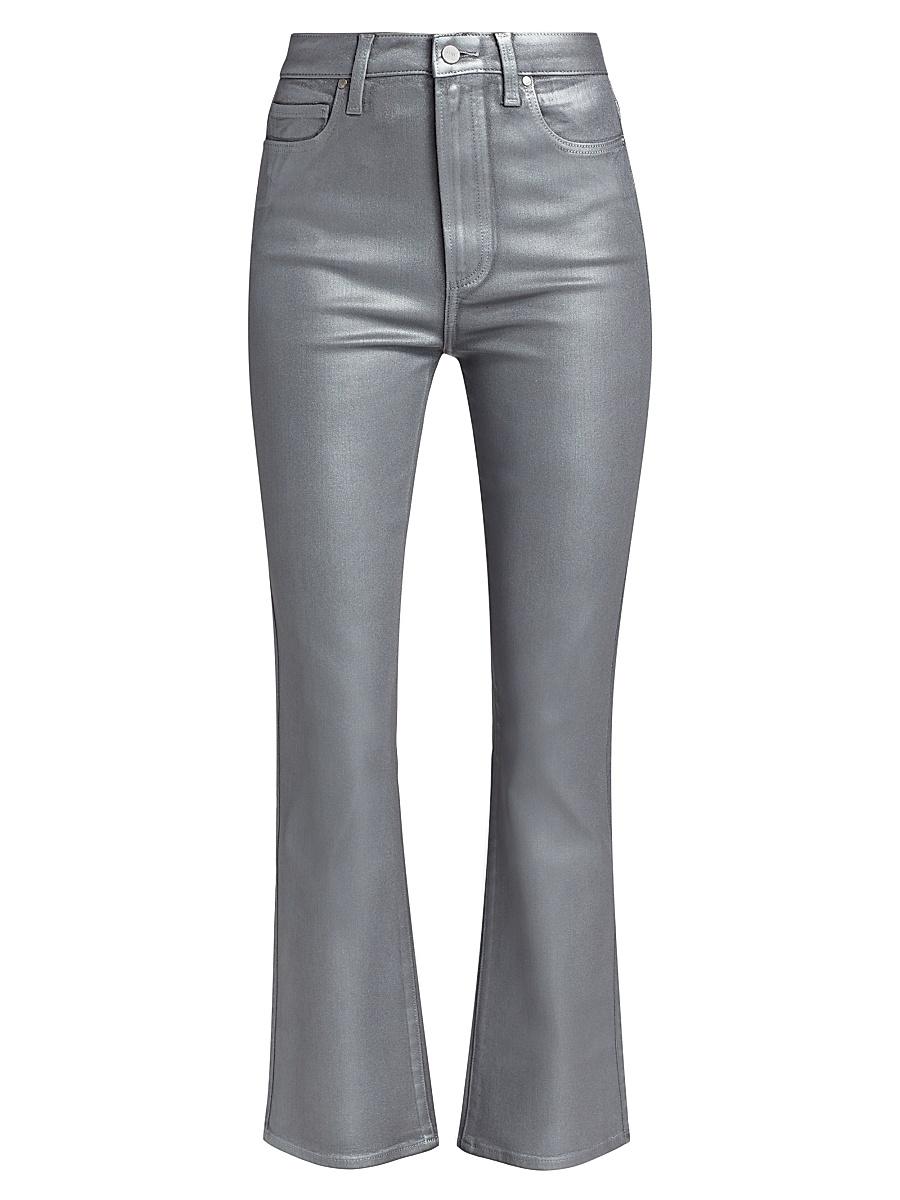 Womens Claudine Metallic High-Rise Stretch Cropped Flare Jeans Product Image
