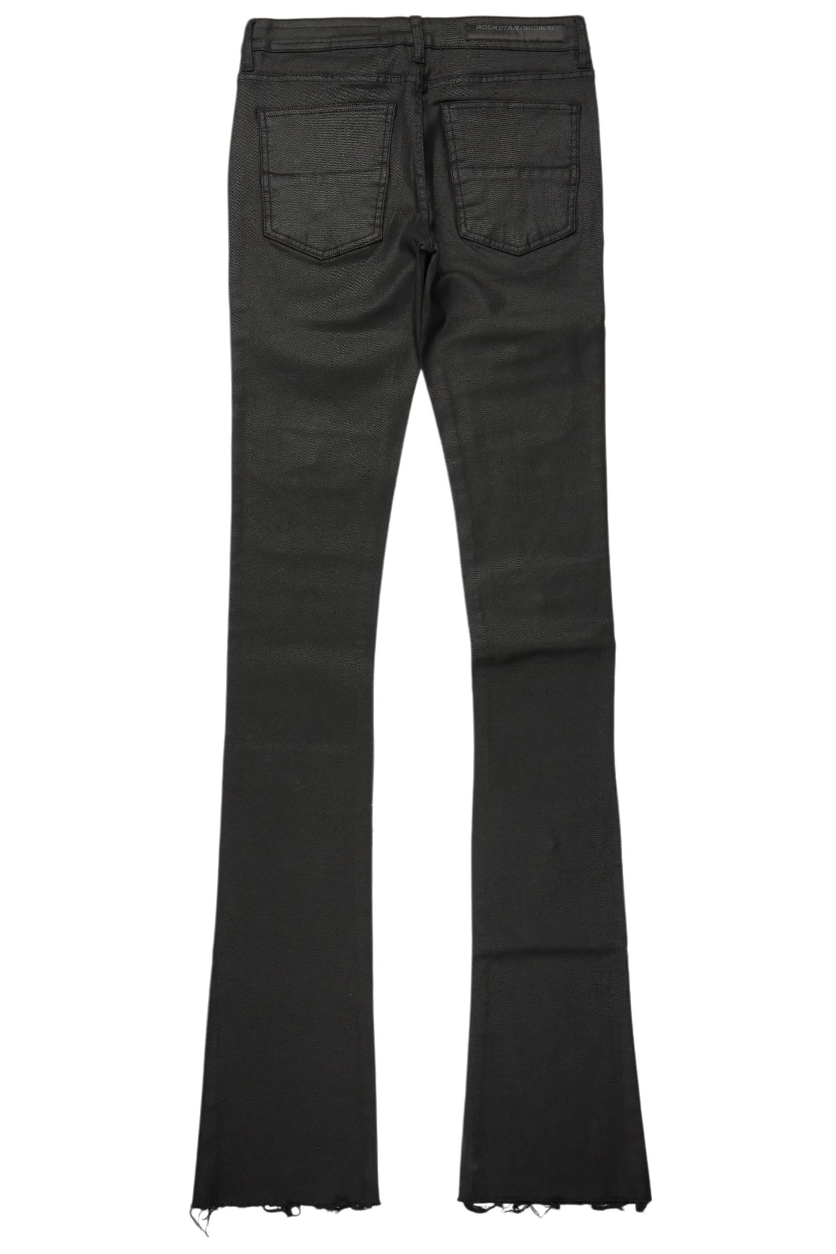 Petrus Black Coated Super Stacked Flare Jean Male Product Image