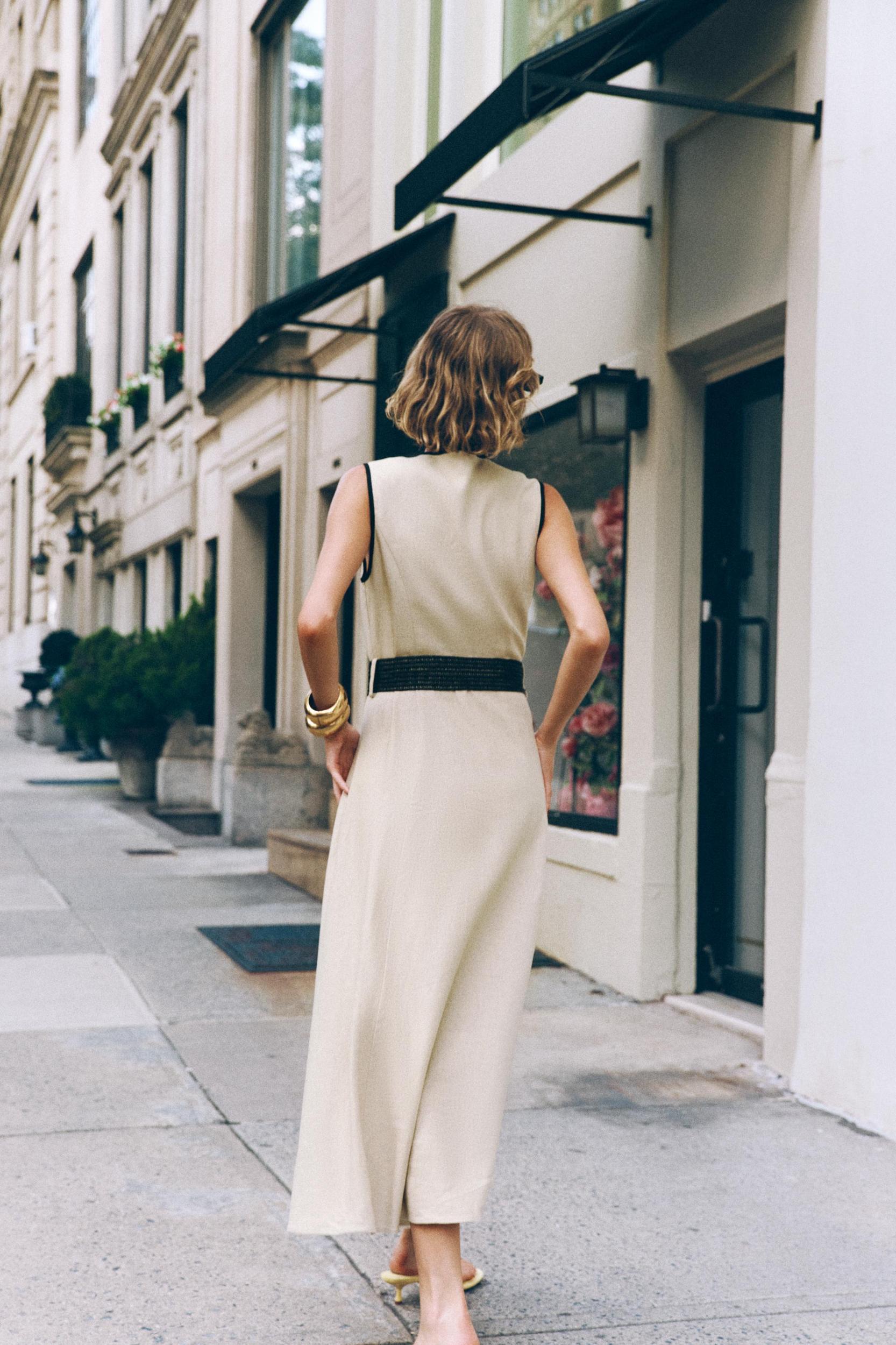 LINEN BELTED MIDI DRESS Product Image