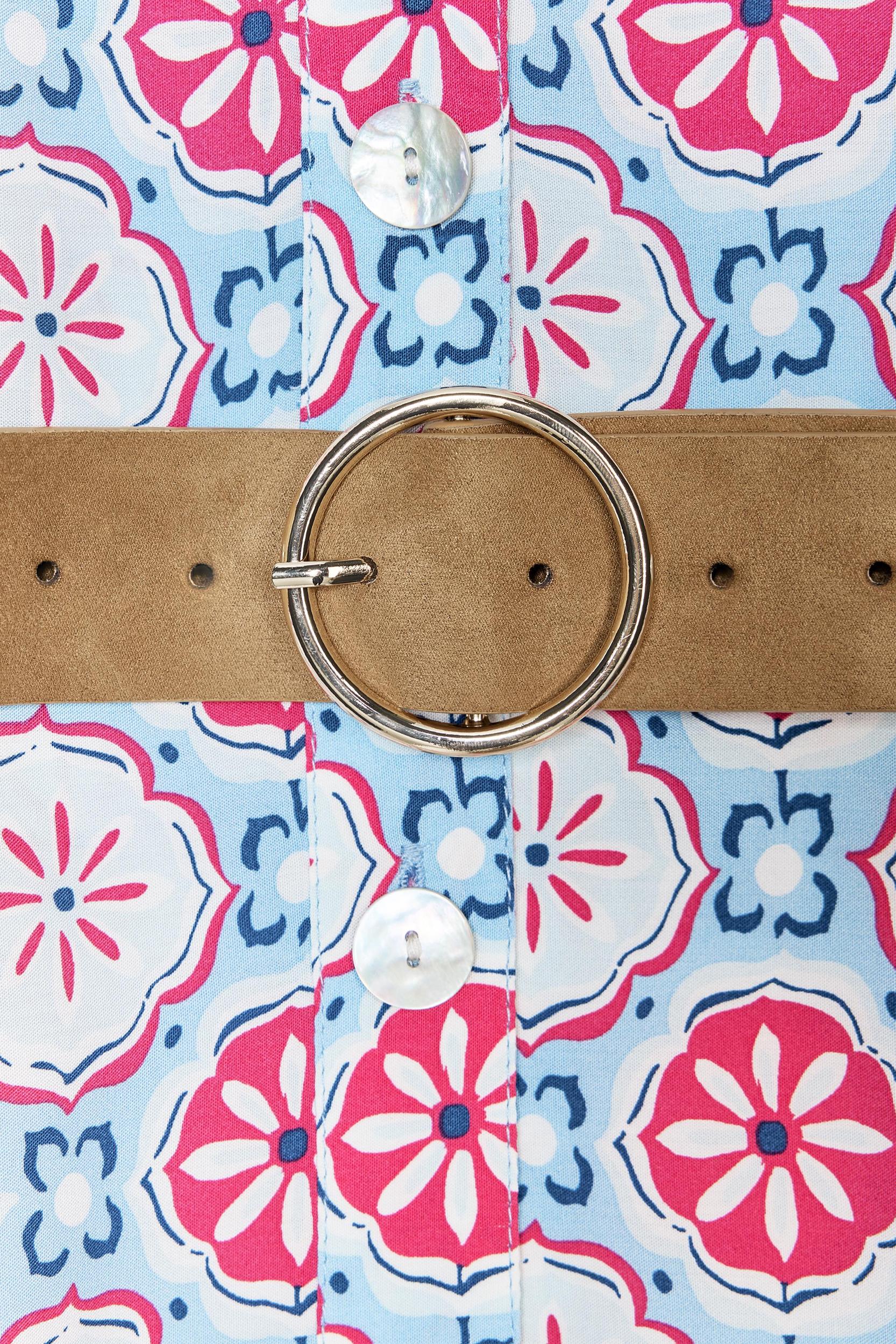 BELTED PRINT MIDI DRESS Product Image