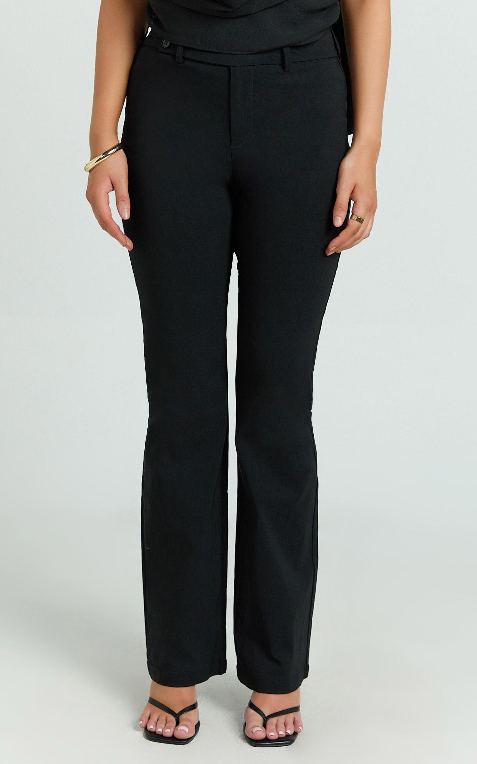 Lindsay Pants - Mid Rise Belted Bootcut Pants in Black Product Image