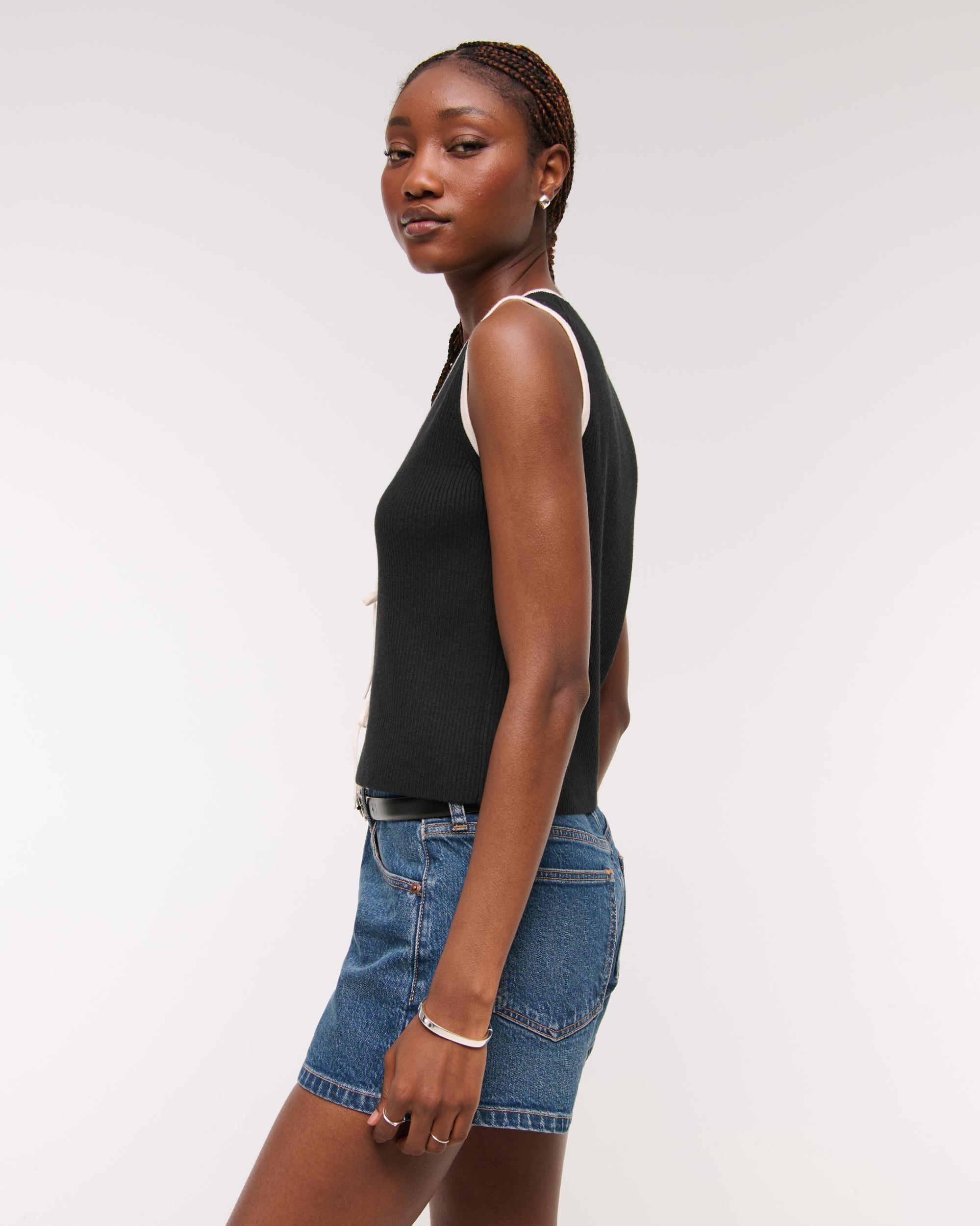 Tie-Front V-Neck Sweater Vest Product Image